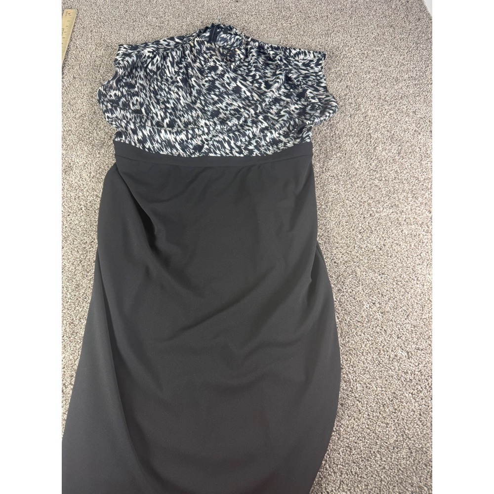 Express Womens XL Black White Abstract Print Mock Neck Sheath Dress Sleeveless